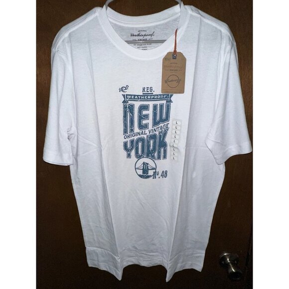Weatherproof Mens Vintage White Logo T-Shirt, Size L, NWT - Picture 1 of 4